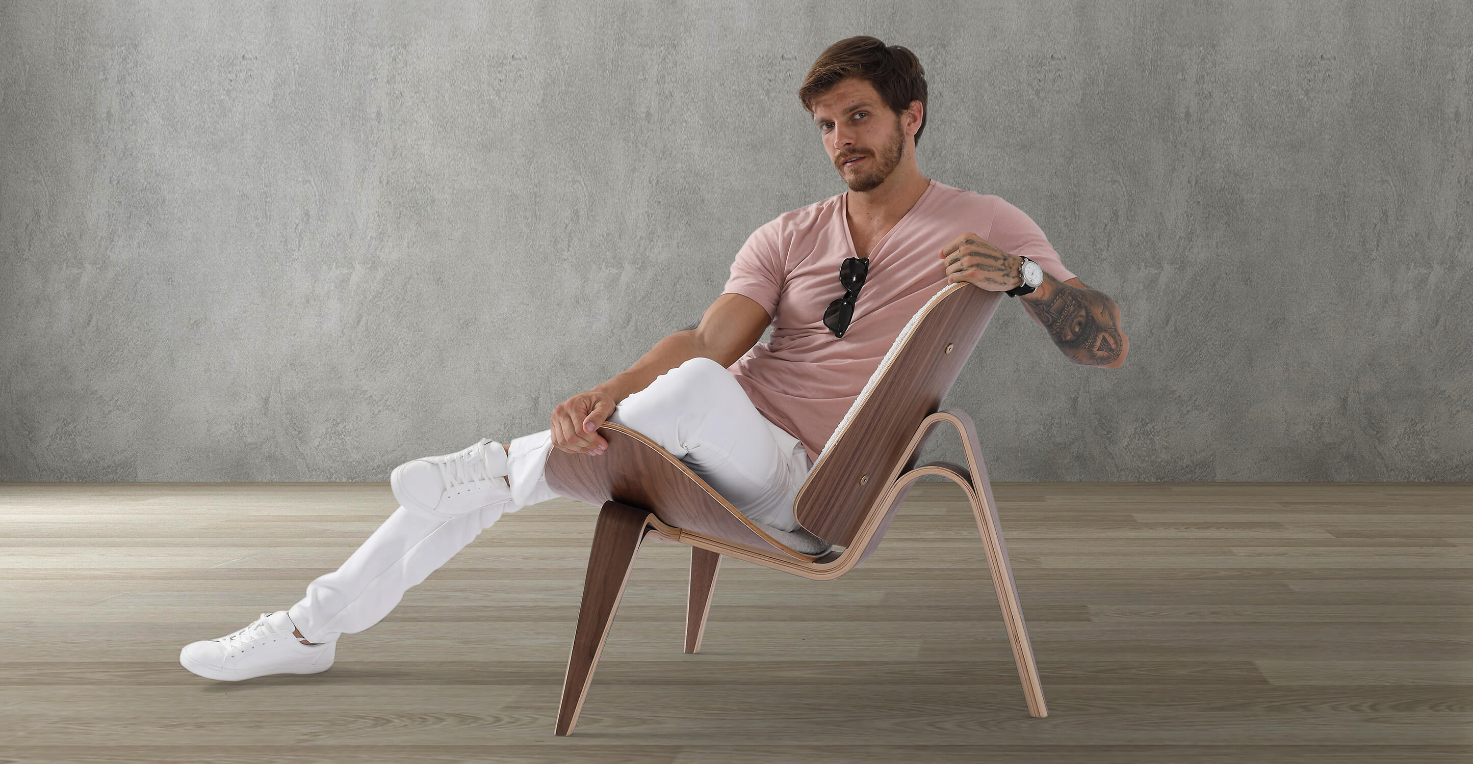 Tripod 36 Fabric Chair, Blanc Boucle